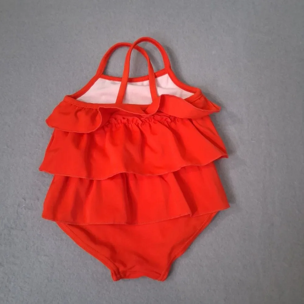Carters Baby Girl Swimsuit Size 3m Ruffles One Piece Beach Pool Costume Cap Hat